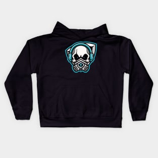 Skull gamer with elastomeric respirator Kids Hoodie